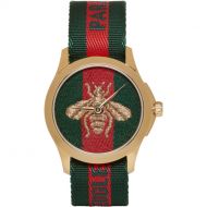 Gucci Gold & Green LAveugle Par Amour Bee Watch