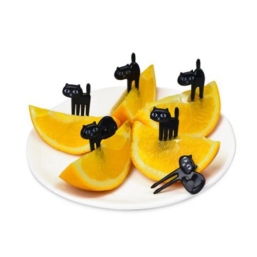  Gudelaa Food Fruit Picks Forks Lunch Bag Accessory Decoration Tool 6pcs Fun Cat Design