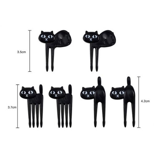  Gudelaa Food Fruit Picks Forks Lunch Bag Accessory Decoration Tool 6pcs Fun Cat Design