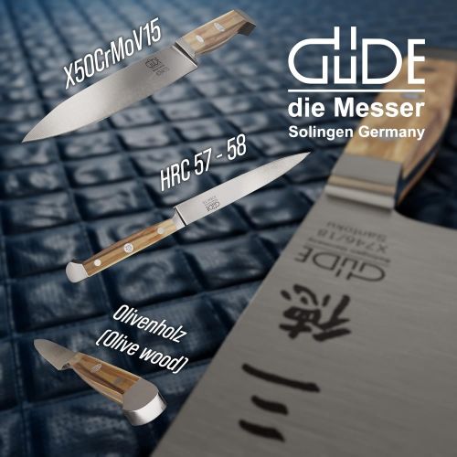  Guede Spickmesser ALPHA-OLIVE Serie Klingenlaenge: 13 cm Olivenholz, X764/13| Kuechenmesser - Geschmiedet - Solingen, Allzweckmesser - scharf - langlebig - hochwertig
