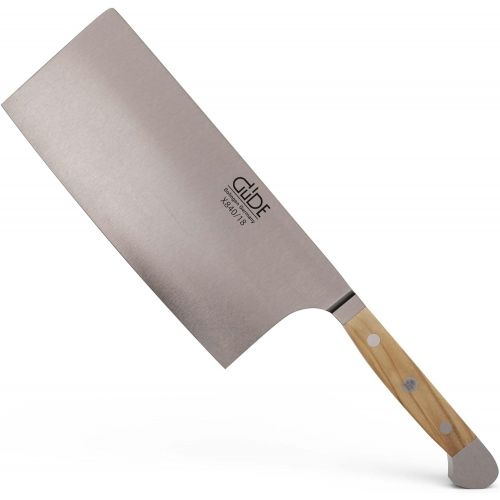  Guede Alpha Olive Series Hand Forged Hand Sharpened Stainless Steel Olive-Wood Handle Chinese Cleaver, 7-Inch