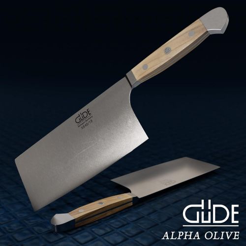  Guede Alpha Olive Series Hand Forged Hand Sharpened Stainless Steel Olive-Wood Handle Chinese Cleaver, 7-Inch