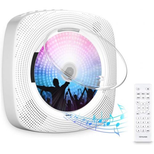  [아마존베스트]Gueray CD Player Portable Wall Mountable Bluetooth with Dust Cover Built-in HiFi Speakers with LCD Screen Display Home Audio FM Radio USB MP3 Music Player 3.5mm AUX Jack & Remote C