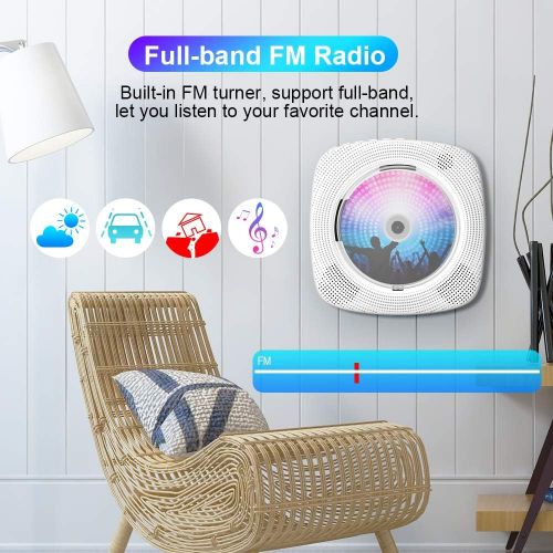  [아마존베스트]Gueray CD Player Portable Wall Mountable Bluetooth with Dust Cover Built-in HiFi Speakers with LCD Screen Display Home Audio FM Radio USB MP3 Music Player 3.5mm AUX Jack & Remote C