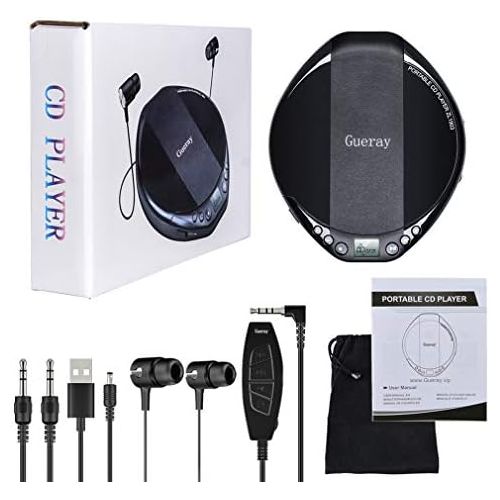  [아마존베스트]Gueray Portable CD player with HiFi lossless sound quality and headphones and 3.5 to 3.5 mm AUX cable.