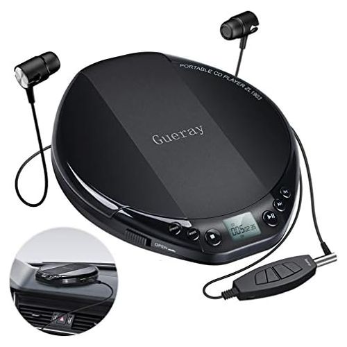  [아마존베스트]Gueray Portable CD player with HiFi lossless sound quality and headphones and 3.5 to 3.5 mm AUX cable.