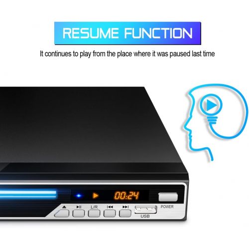  Gueray Compact DVD player, multi region without code, with USB input/HDMI compatible/AV/MIC ports and remote control and CD ripping