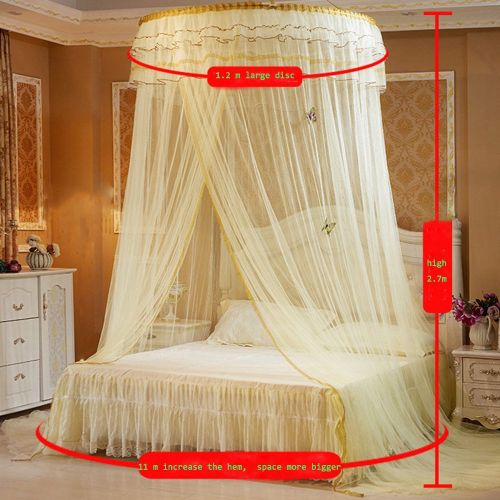  Guerbrilla Luxury Princess Pastoral Lace Bed Canopy Net Crib Luminous butterfly, Round Hoop Princess...