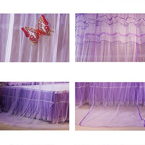  [아마존베스트]Guerbrilla Luxury Princess Pastoral Lace Bed Canopy Net Crib Luminous butterfly, Round Hoop Princess...