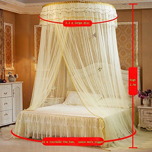  [아마존베스트]Guerbrilla Luxury Princess Pastoral Lace Bed Canopy Net Crib Luminous butterfly, Round Hoop Princess...