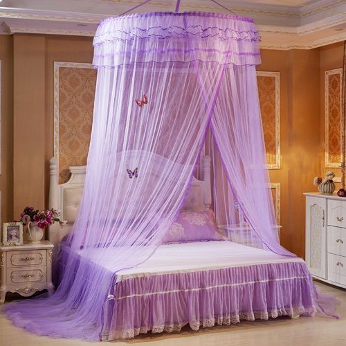  [아마존베스트]Guerbrilla Luxury Princess Pastoral Lace Bed Canopy Net Crib Luminous butterfly, Round Hoop Princess...