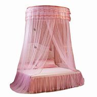 [아마존베스트]Guerbrilla Luxury Princess Pastoral Lace Bed Canopy Net Crib Luminous butterfly, Round Hoop Princess Girl Pastoral Lace Bed Canopy Mosquito Net Fit Crib Twin Full Queen Extra large