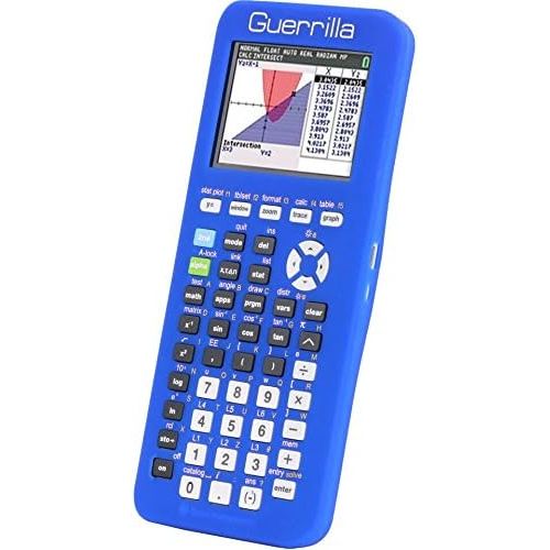  Guerrilla Silicone Case for Texas Instruments TI-84 Plus CE Color Edition Graphing Calculator With Screen protector and Graphing Ruler, Blue