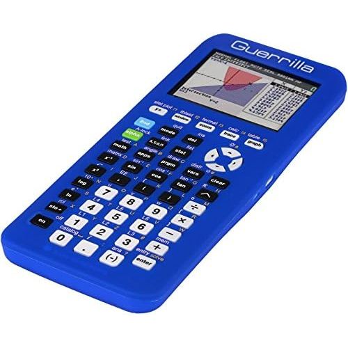 Guerrilla Silicone Case for Texas Instruments TI-84 Plus CE Color Edition Graphing Calculator With Screen protector and Graphing Ruler, Blue