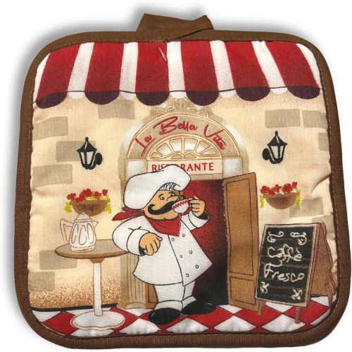  [아마존베스트]Kitchen Sets Chef Themed Kitchen Towel Set with 2 Quilted Pot Holders, 2 Dish Towels and 1 Oven Mitt