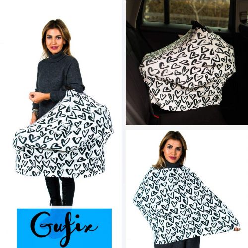  Gufix Breastfeeding Cover  Nursing Cover Scarf - Infant Car Seat Canopy, Shopping Cart, Stroller, Carseat Covers for Girls and Boys - Hearts - Love