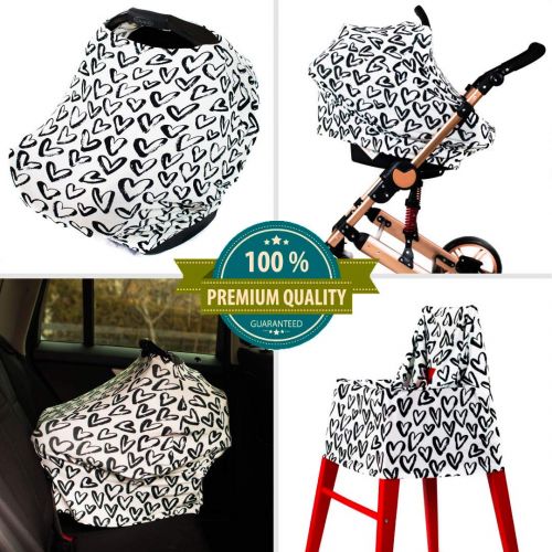  Gufix Breastfeeding Cover  Nursing Cover Scarf - Infant Car Seat Canopy, Shopping Cart, Stroller, Carseat Covers for Girls and Boys - Hearts - Love