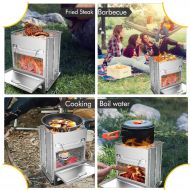 Gugio Camp Stove, Picnic BBQ Cooker, Potable Folding Stainless Steel Stove for Outdoor Indoor Garden Backyard Cooking Camping Hiking Beach Picnics Tailgating