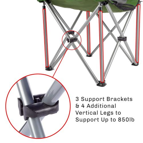  Guide Wakeman Outdoors Heavy Duty Camp Chair-850lb High Weight Capacity Big Tall Quad Seat-Cup Holder