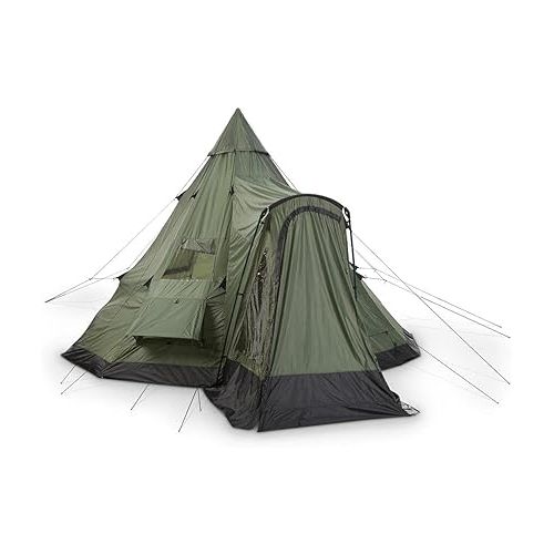  Guide Gear Deluxe Teepee Tent 14' x 14' for Adults Outdoor Camping 6-Person Instant Easy Set-Up Waterproof Shell 4-Season Family Tents for Backpacking, Hiking
