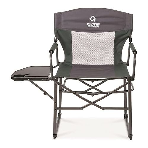  Guide Gear Easy Carry Director Camping Chair for Adults, Portable, Folding, Outdoor Camp Chairs for Men and Women, 300-lb. Capacity, Mesh Back, with Cup Holder Green