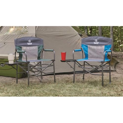  Guide Gear Easy Carry Director Camping Chair for Adults, Portable, Folding, Outdoor Camp Chairs for Men and Women, 300-lb. Capacity, Mesh Back, with Cup Holder Green