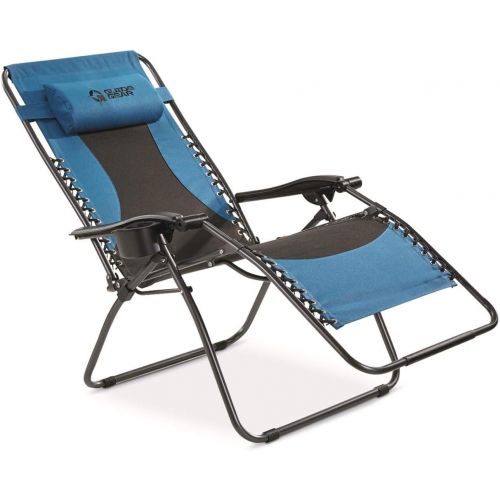  Guide Gear Oversized Zero Gravity Chair, Recliner, Outdoor, Portable, Folding, 500-lb. Capacity, Blue Black