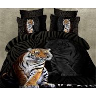 Guidear 3D Brown Tiger Quilt Duvet Cover 3 Pieces Comfortable Bedding Set with Pillowcases Lightweight Microfiber Bedding Set with Zipper Closure for Kids Boys Queen Size 90 x 90