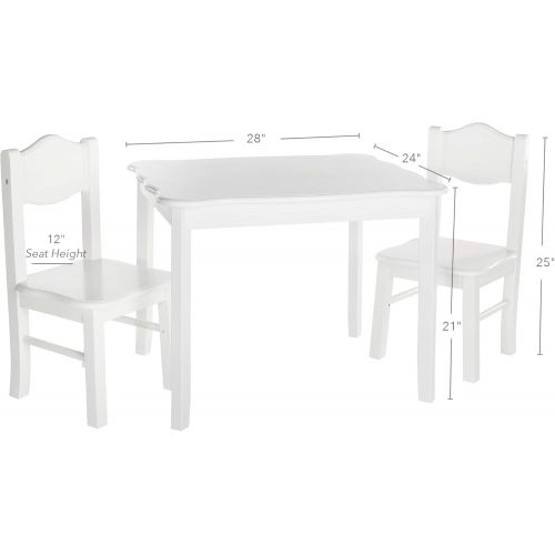  Guidecraft Classic White Table and Chairs Set: Kids Wooden Activity, Study and Arts and Crafts Table - Dining Room, Bedroom, School and Playroom Furniture for Children
