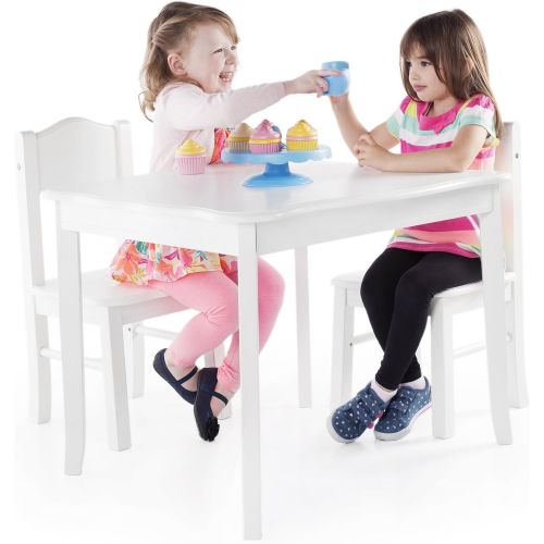  Guidecraft Classic White Table and Chairs Set: Kids Wooden Activity, Study and Arts and Crafts Table - Dining Room, Bedroom, School and Playroom Furniture for Children