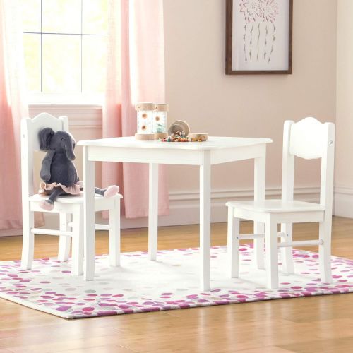  Guidecraft Classic White Table and Chairs Set: Kids Wooden Activity, Study and Arts and Crafts Table - Dining Room, Bedroom, School and Playroom Furniture for Children