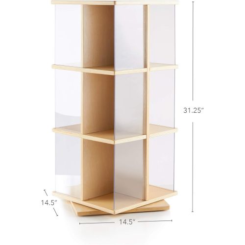  Guidecraft Rotating Book Display 3 Tier: Bookshelf, Storage Rack for Kids Classroom, Media Display and Storage