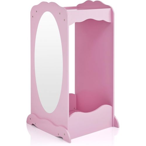  Guidecraft Dress Up Cubby Center  Pink: Costumes & Accessoires Storage Shelf and Rack with Mirror for Little Girls and Boys - Toddlers Wooden Wardrobe Closet