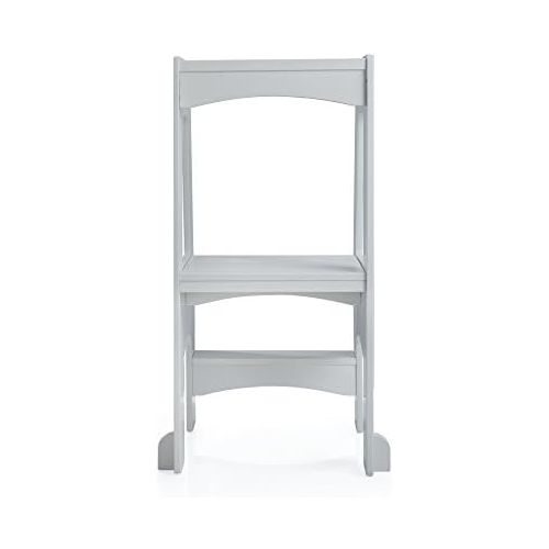  Guidecraft Kitchen Helper Tower Step-Up - Gray: Kids Wooden, Adjustable Counter Height, Step Stool with Safety Handrails for Little Children - Toddler Furniture