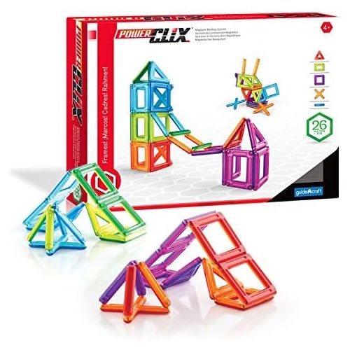  Guidecraft PowerClix Frame Magnetic Building Blocks Set - 26 Piece, Stem Educational Creative Construction Toy