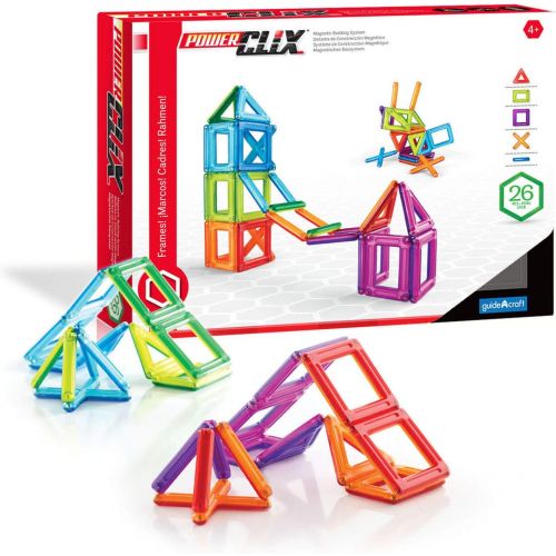  Guidecraft PowerClix Frame Magnetic Building Blocks Set - 26 Piece, Stem Educational Creative Construction Toy