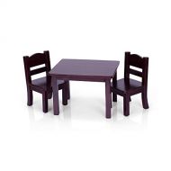 Guidecraft Espresso - Dark Cherry Wooden Doll Table and Chairs Set - Fits 18 Americn Girl Dolls G98115