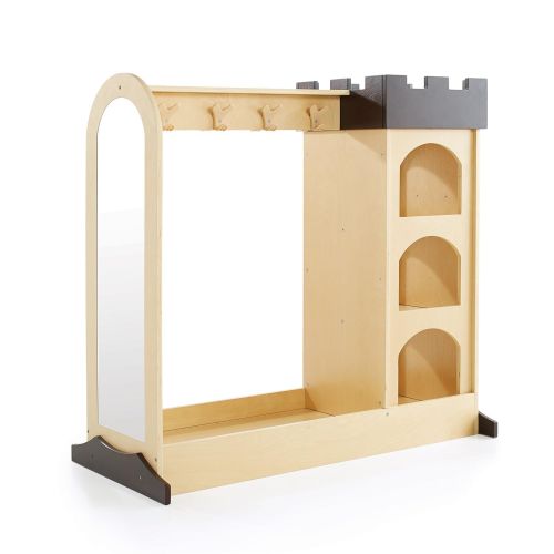  Guidecraft Castle Themed Dress Up Center : Dramatic Play Dresser with Mirror and Safe Hooks, Storage Armoire for Kids - Toddlers Costume Organizer, Children Playroom Furniture