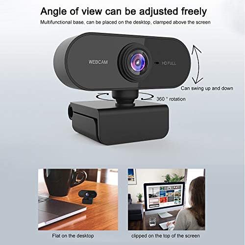  [아마존베스트]Guijiyi Dewanxin Webcam, USB Full HD 1080P Webcam with Noise Cancelling Microphone PC Laptop Desktop Webcam with 360° Rotating Base Plug & Play for Video Calls, Live Streaming, Games and C