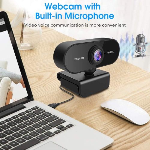  [아마존베스트]Guijiyi Dewanxin Webcam, USB Full HD 1080P Webcam with Noise Cancelling Microphone PC Laptop Desktop Webcam with 360° Rotating Base Plug & Play for Video Calls, Live Streaming, Games and C