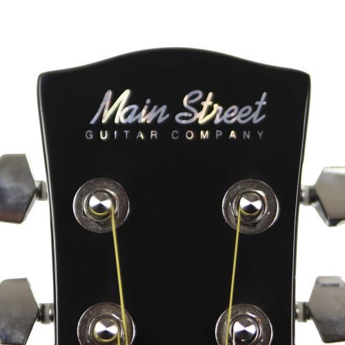  Main Street Guitars MAFL Dreadnought Acoustic Guitar in High Gloss Black with Flames