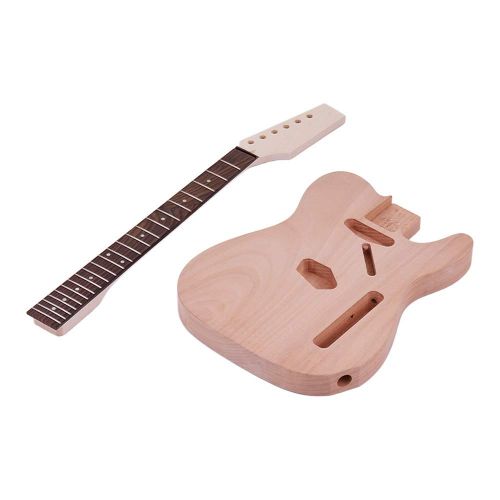  Muslady TL Tele Electric Guitar Unfinished DIY Kit Mahogany Body Maple Wood Neck Rosewood Fingerboard