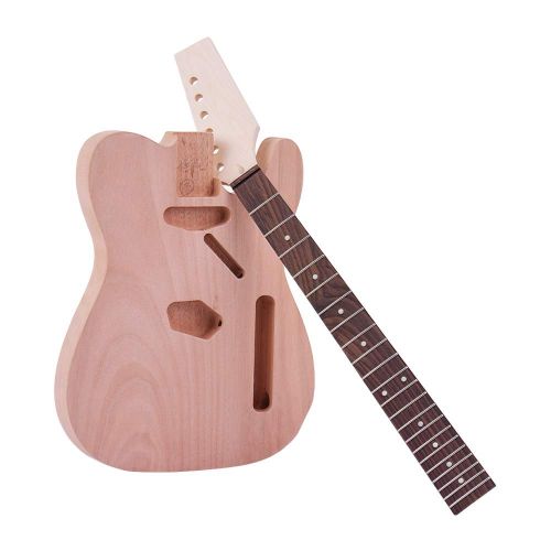  Muslady TL Tele Electric Guitar Unfinished DIY Kit Mahogany Body Maple Wood Neck Rosewood Fingerboard
