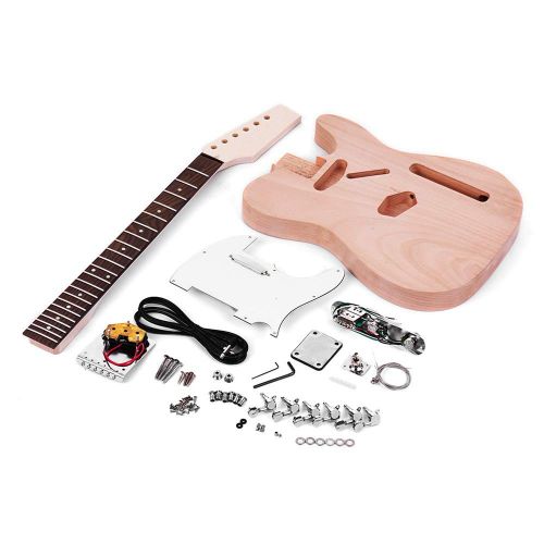  Muslady TL Tele Electric Guitar Unfinished DIY Kit Mahogany Body Maple Wood Neck Rosewood Fingerboard