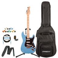 Sawtooth ST-ES60-BLCP-KIT-1 Classic ES 60 Alder Body Electric Guitar - Classic Aero Blue with Gig Bag, Cable, Picks, Strap, Tuner and Stand