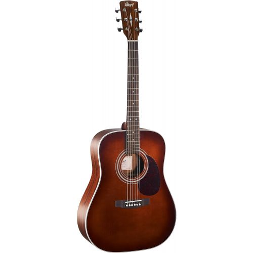  Cort EARTH70BR Dreadnought Acoustic Guitar Solid Spruce Top, Brown