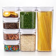 Gukos Airtight Food Storage Containers with Lids 7 Piece Set - Air Tight Snacks Cereal Pantry & Kitchen Container - Clear Plastic BPA-Free - Keeps Food Fresh & Dry - Patented Lid-Lock Me