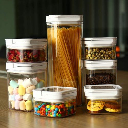  Gukos Airtight Food Storage Containers with Lids 7 Piece Set - Air Tight Snacks Cereal Pantry & Kitchen Container - Clear Plastic BPA-Free - Keeps Food Fresh & Dry - Patented Lid-Lock Me