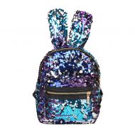 Gulilasa Shoulder Bag For Women And Girls With Cute Rabbit Ears Backpack Sequins Shoulder Bag Schoolbag Travel Day pack