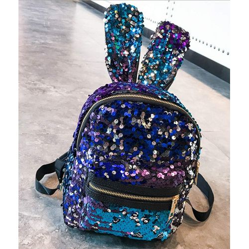  Gulilasa Shoulder Bag For Women And Girls With Cute Rabbit Ears Backpack Sequins Shoulder Bag Schoolbag Travel Day pack